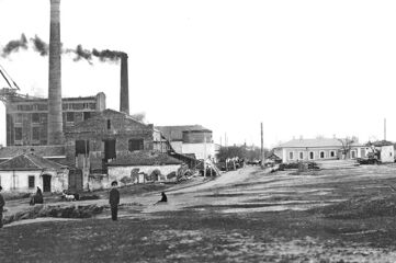 Колія та зупинка на початку Скобелівської вулиці (нині Грецька), б. 1915
